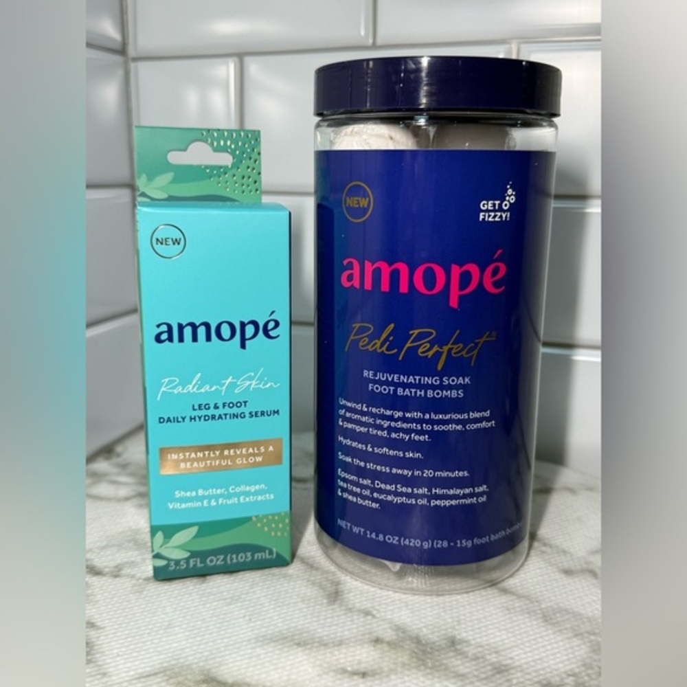 Amope Pedi Perfect Foot Bath Bombs + Radiant‎ Skin Leg & Foot Serum Set